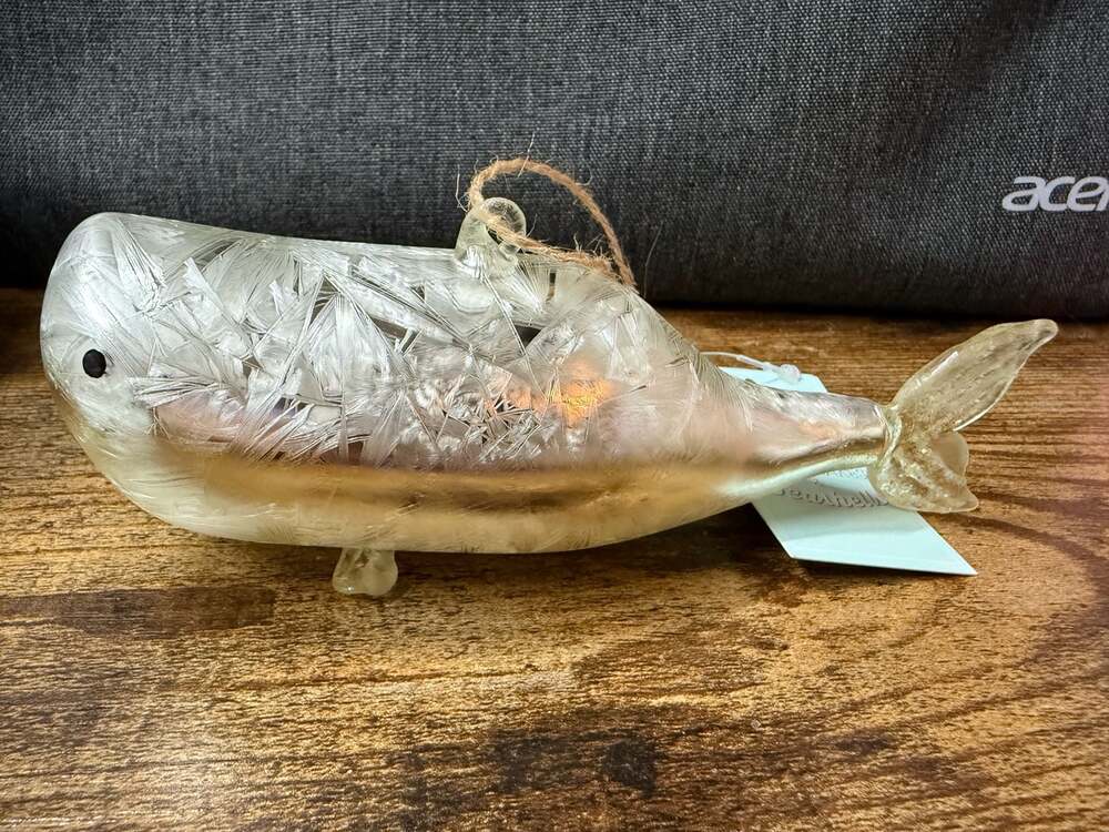 NWT St. Nicholas Square Glass Whale Christmas Ornament